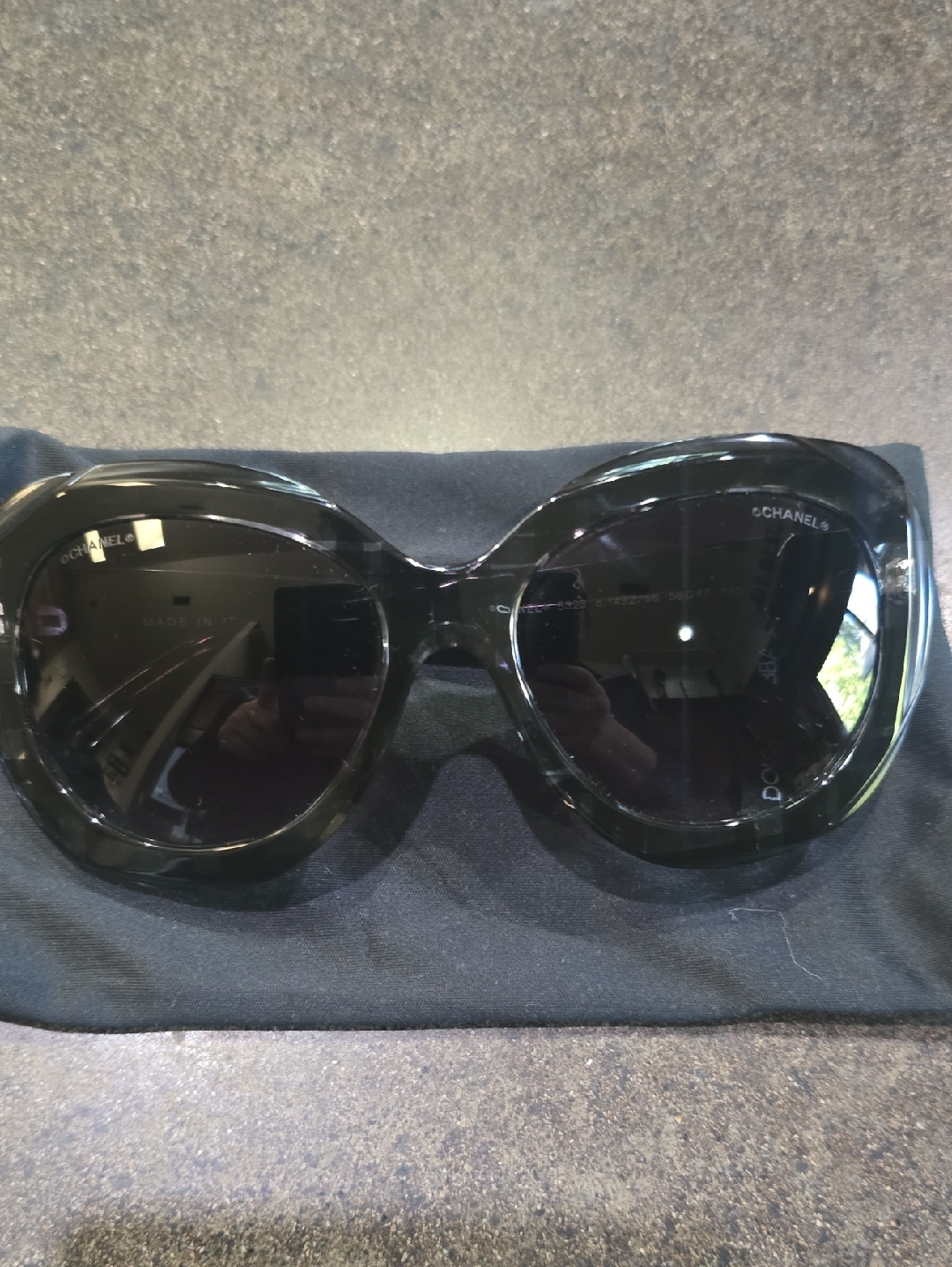 Chanel Oversized Round Sunglasses In Black Tortoise.